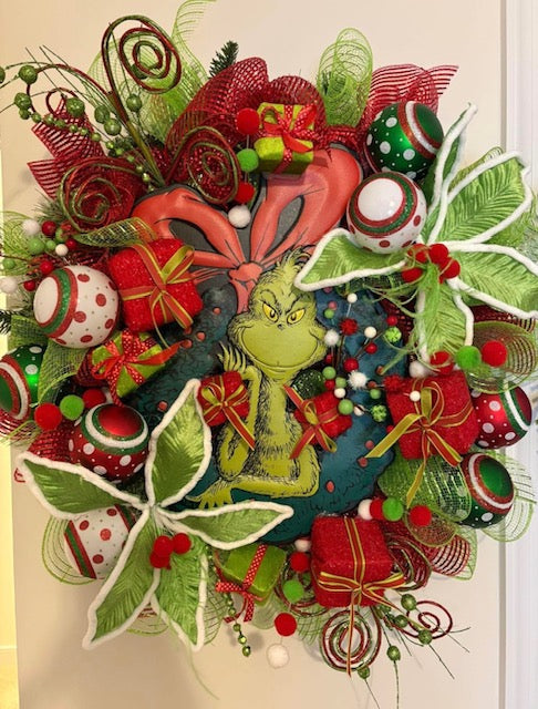 Whimsical Grinch Christmas Wreath