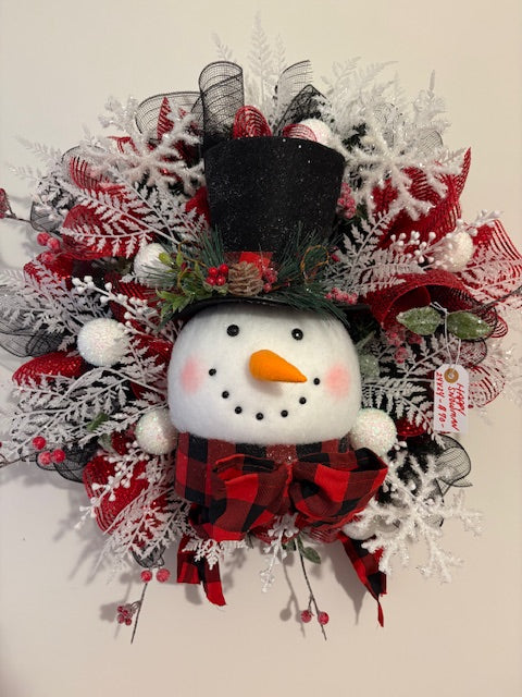 Happy Snowman Glitter Wreath